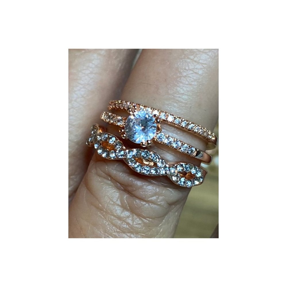 🌟Set of 3 Stacking Rings Gold & Rhinestone